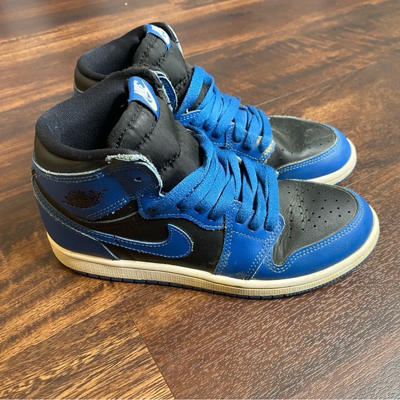 Air Jordan Retro OG High Dark Marina Blue Black White Size youth